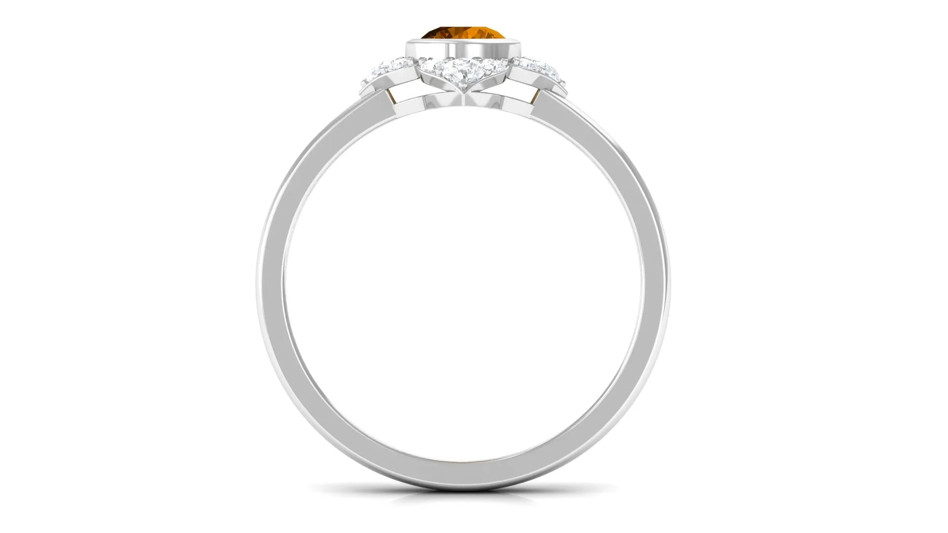 0.50 CT Natural Citrine Floral Engagement Ring with Diamond Accent