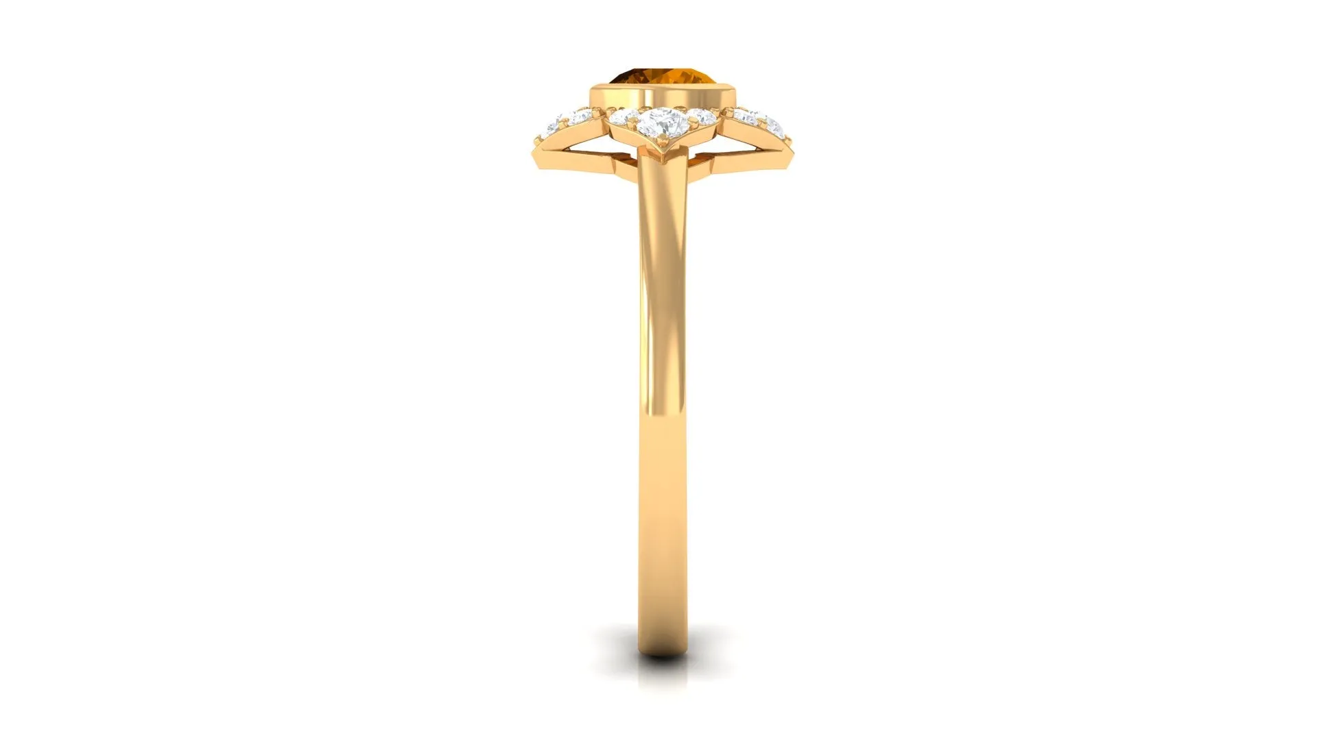 0.50 CT Natural Citrine Floral Engagement Ring with Diamond Accent