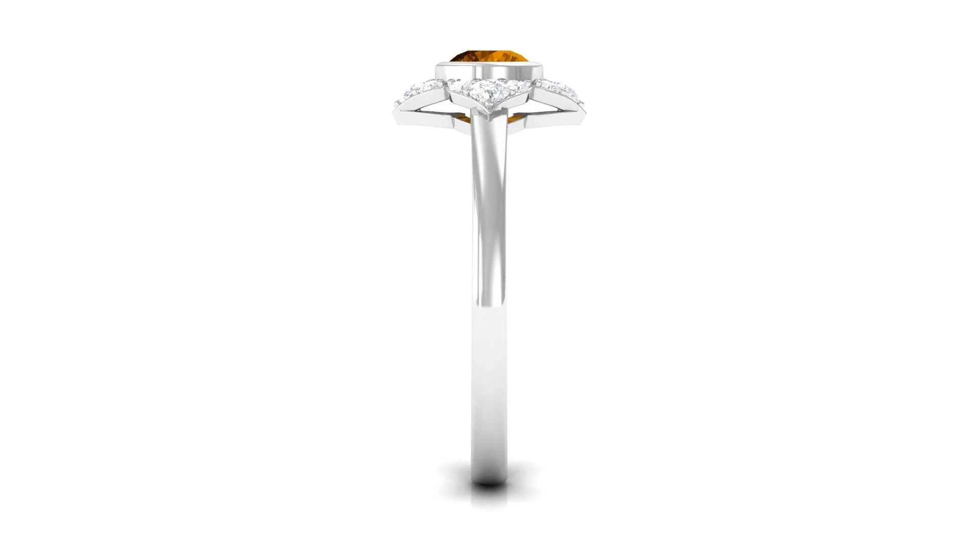 0.50 CT Natural Citrine Floral Engagement Ring with Diamond Accent