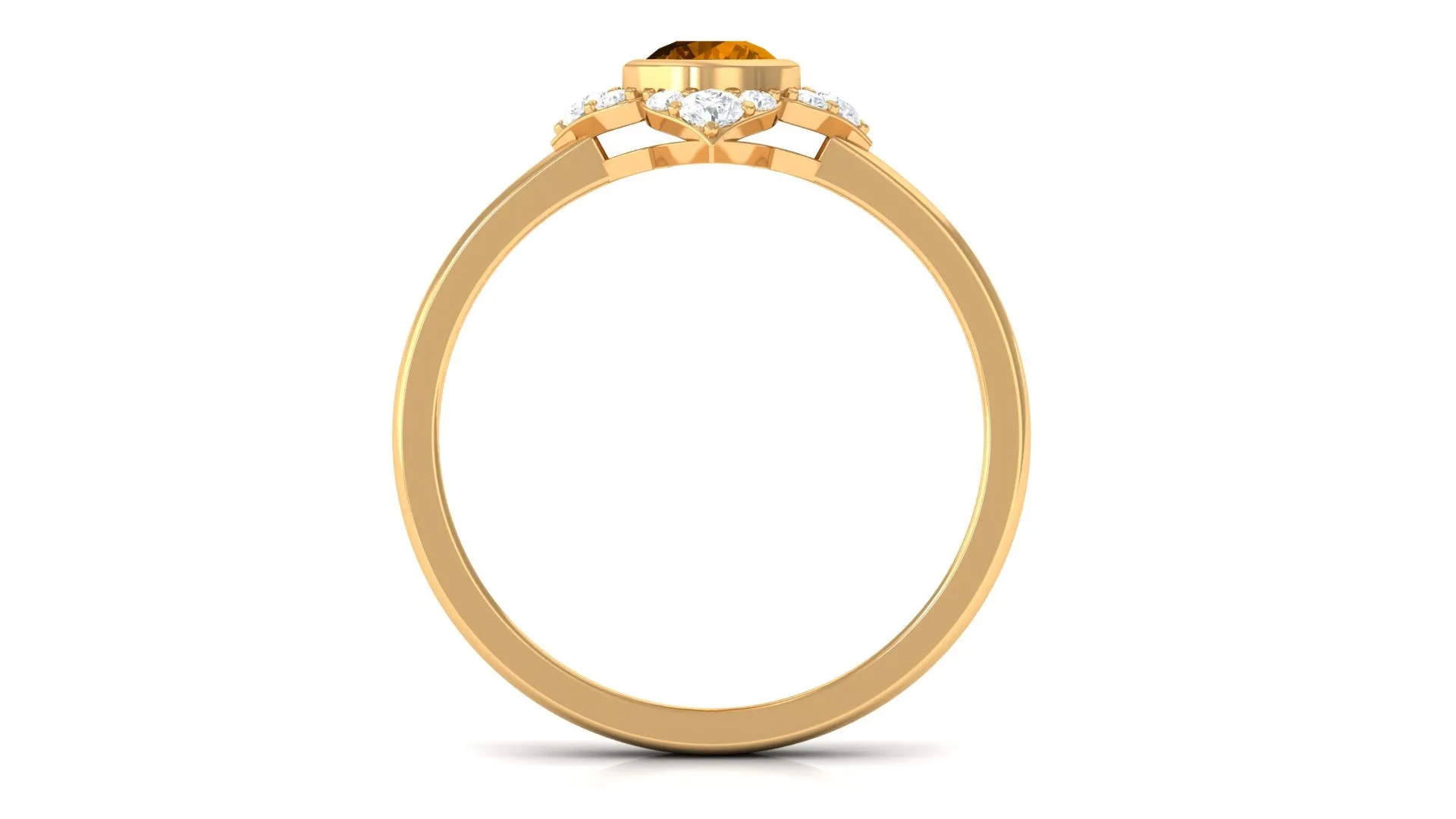 0.50 CT Natural Citrine Floral Engagement Ring with Diamond Accent