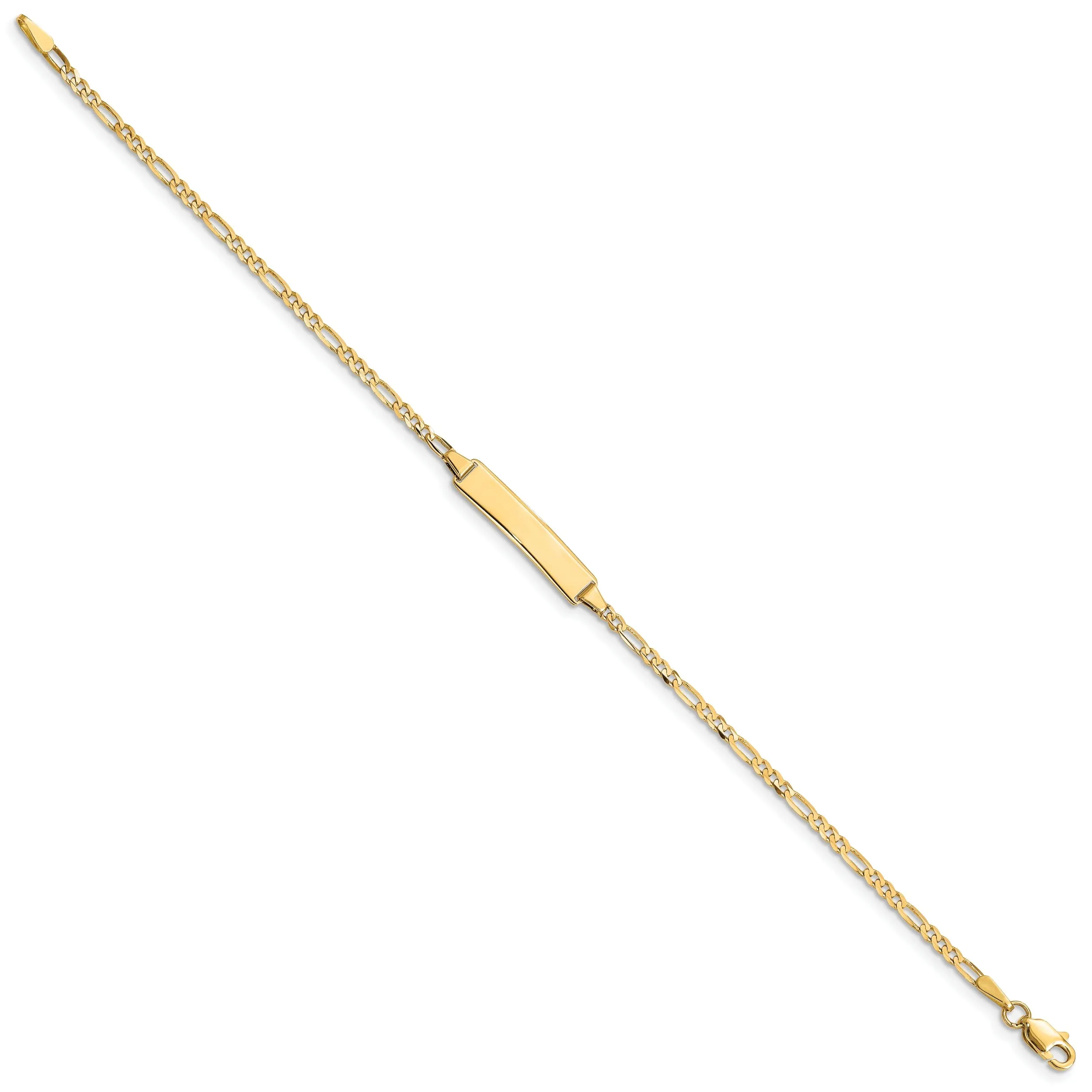 14K Yellow Gold Baby ID Figaro Link Bracelet