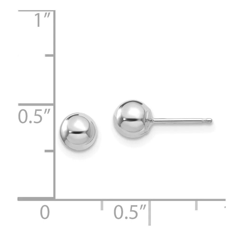 14KT White Gold Polished 5mm Ball Post Earrings