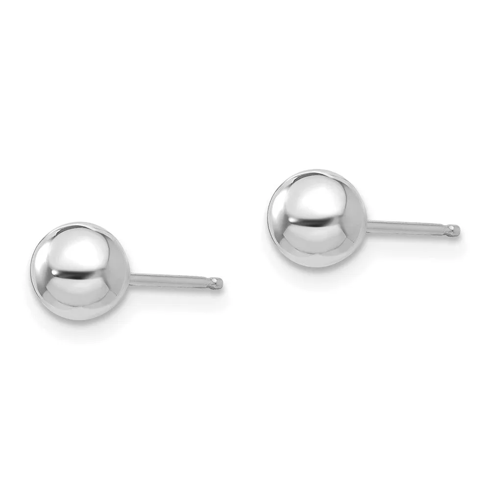14KT White Gold Polished 5mm Ball Post Earrings
