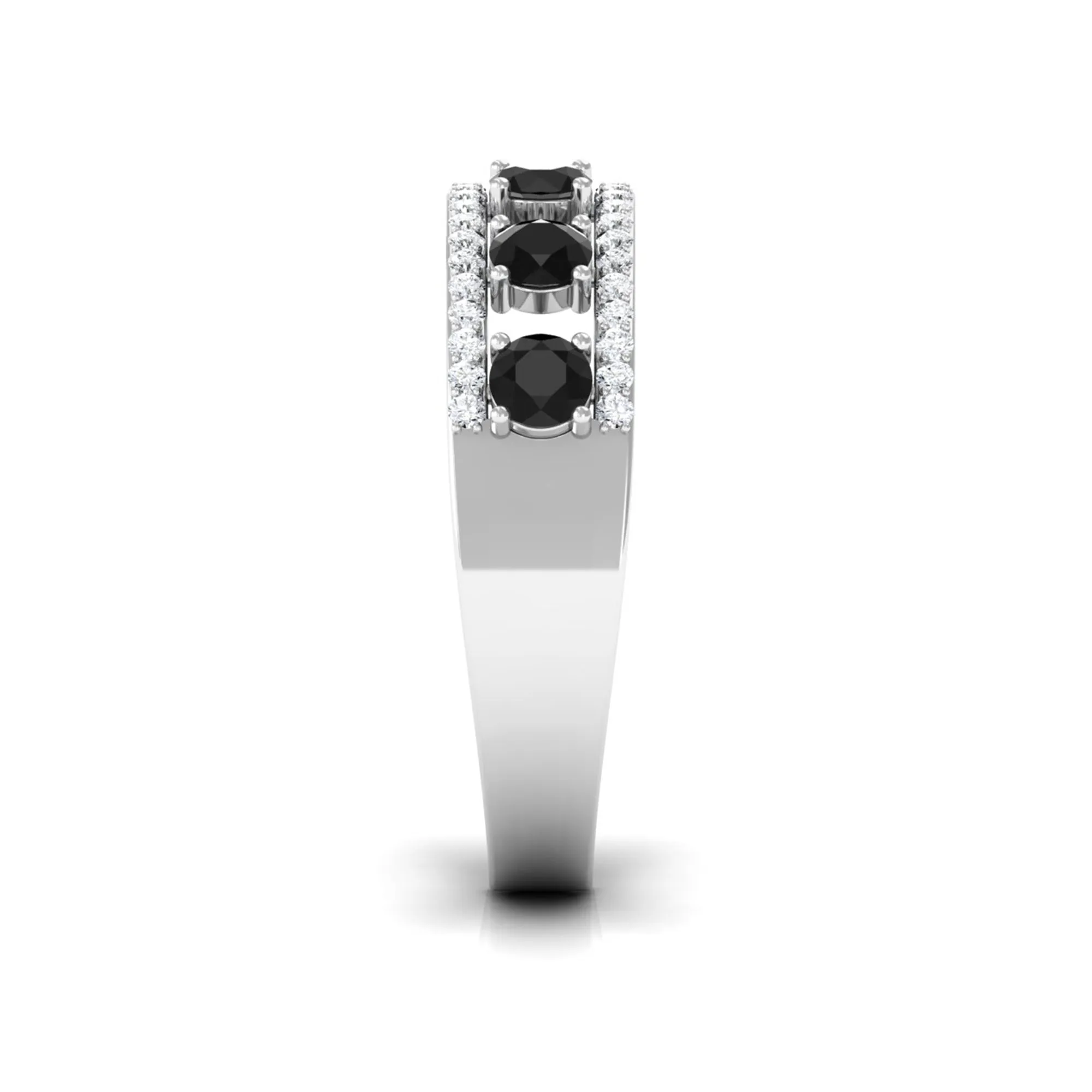 3/4 CT Black Onyx Anniversary Band Ring with Diamond