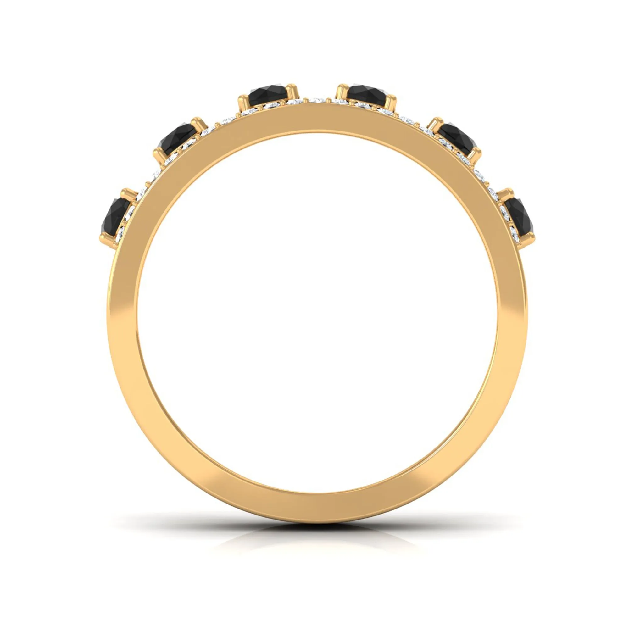 3/4 CT Black Onyx Anniversary Band Ring with Diamond