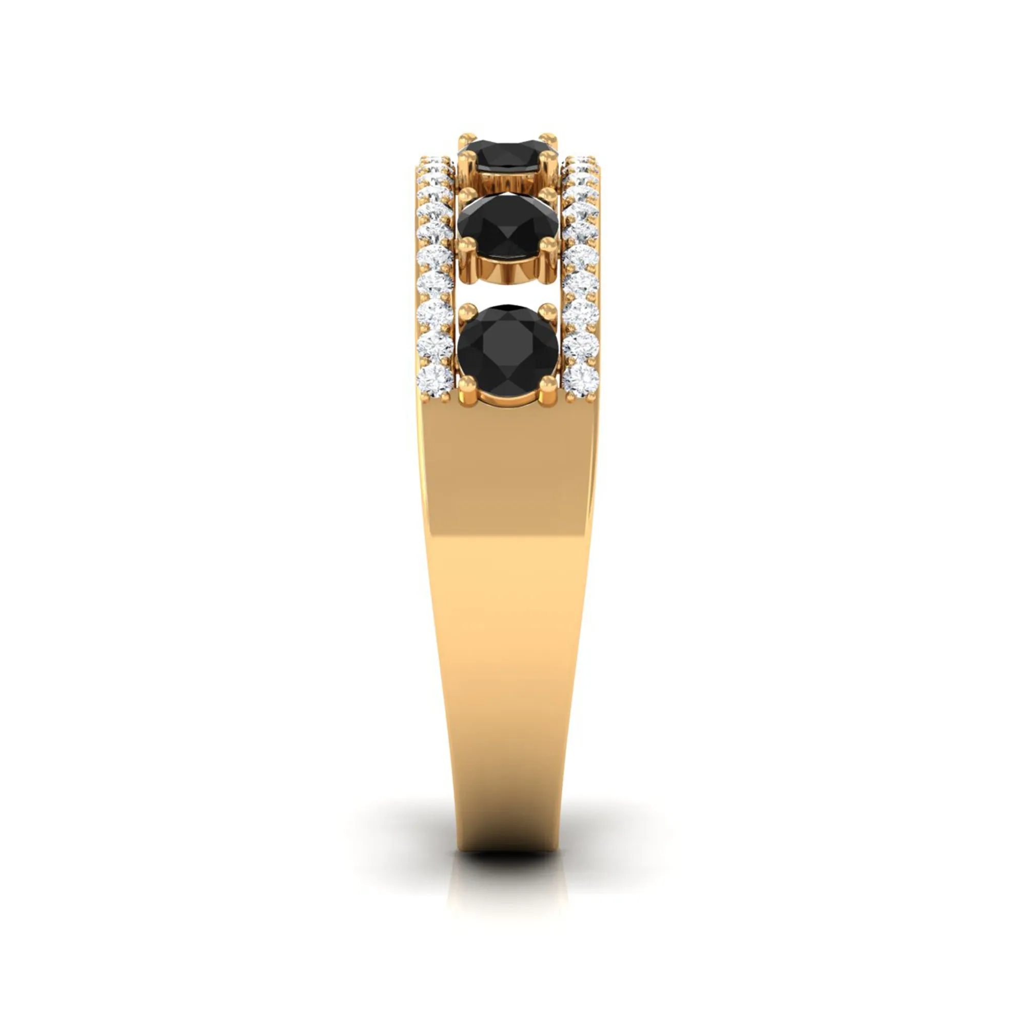 3/4 CT Black Onyx Anniversary Band Ring with Diamond