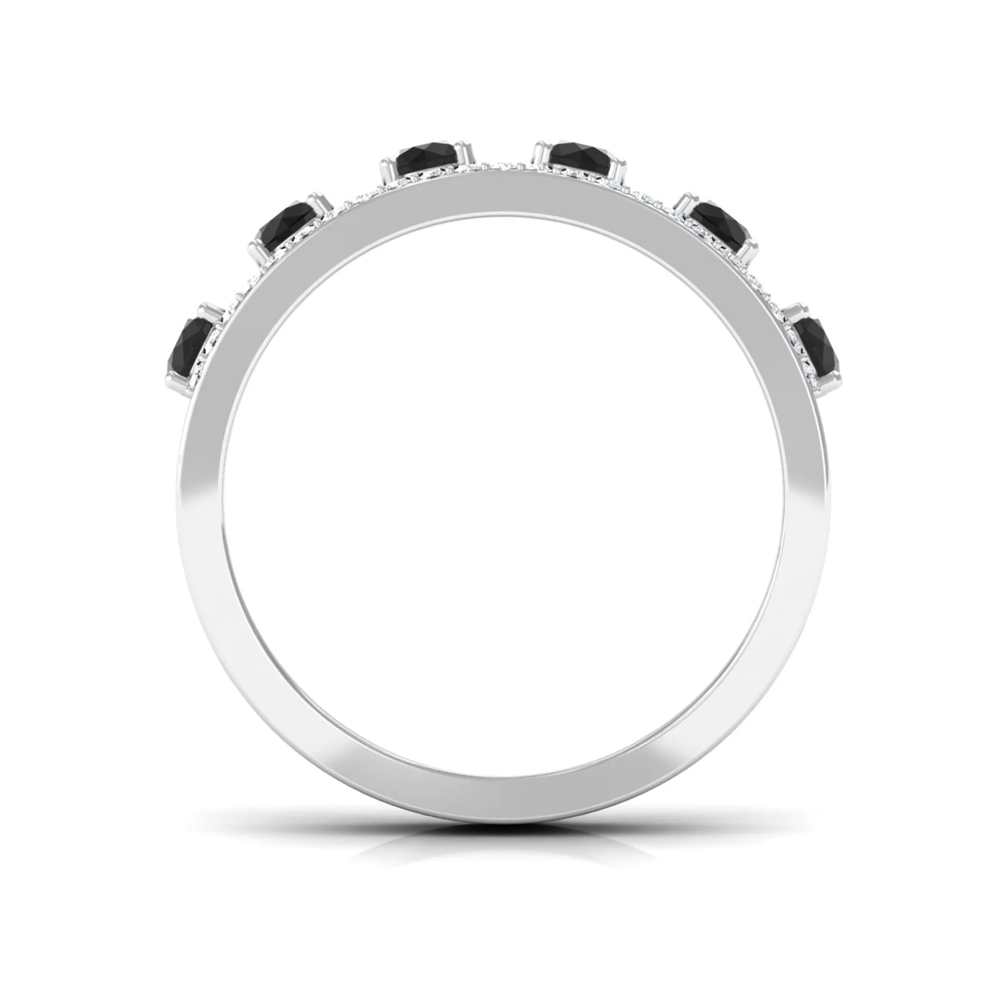 3/4 CT Black Onyx Anniversary Band Ring with Diamond