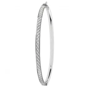 Acotis Silver Bangle Oval Moondust Hinged G4395