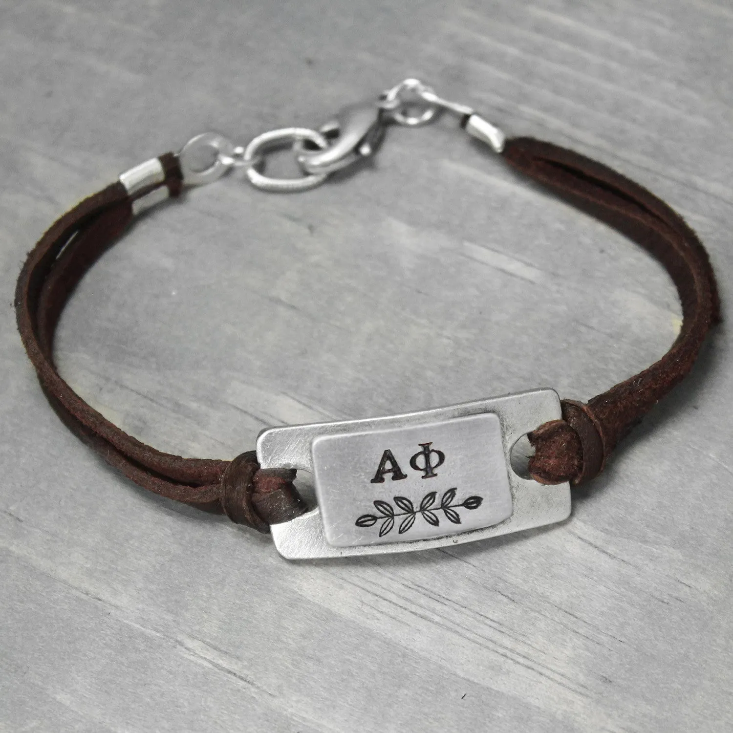 Alpha Phi Leather Bracelet