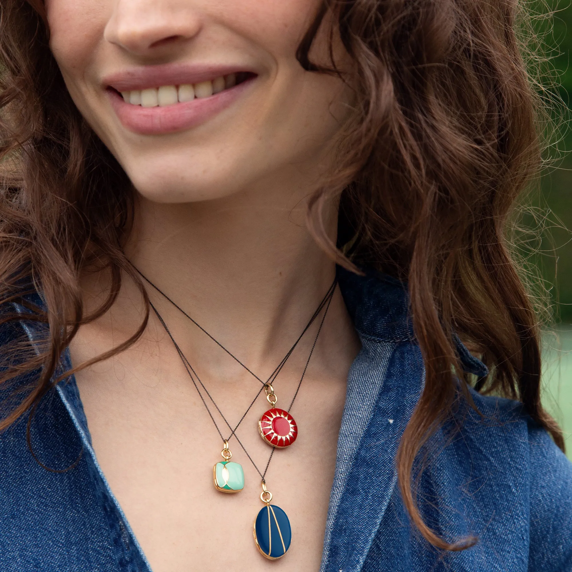 Blue Enamel Vermeil Oval Locket