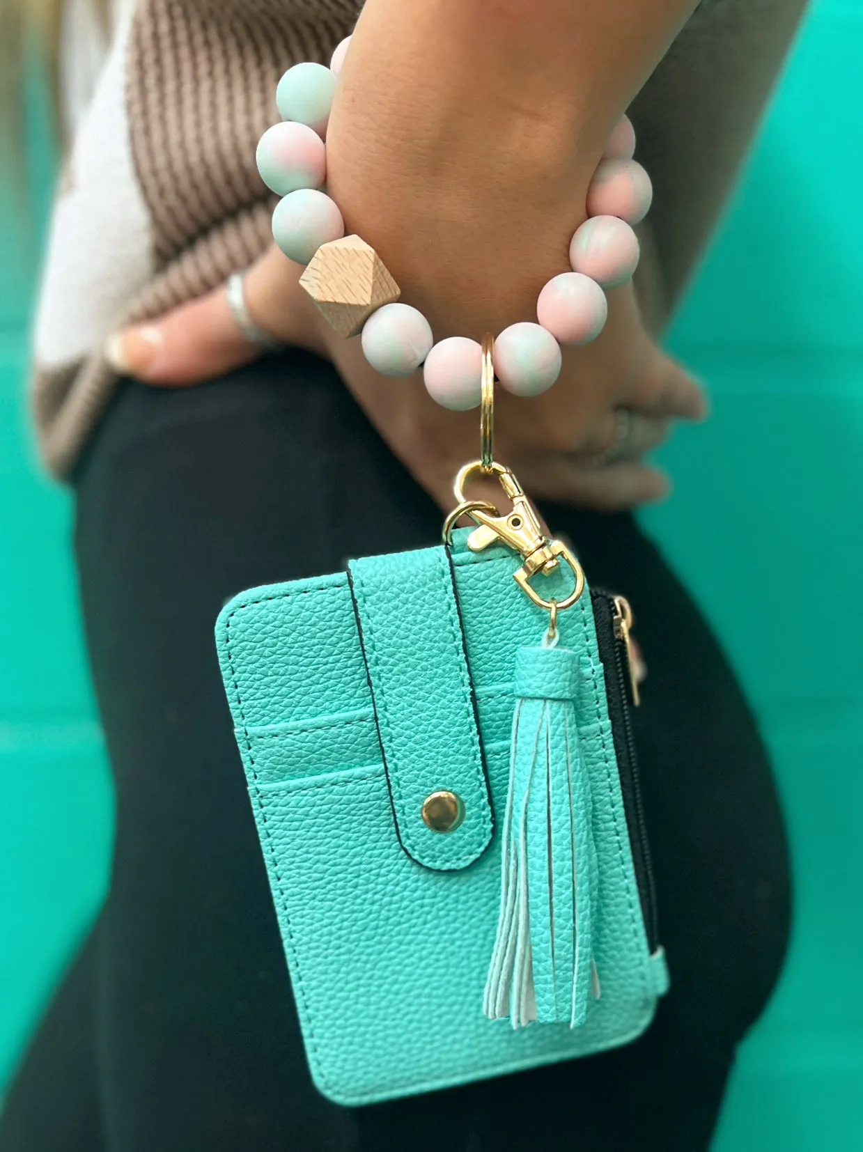 Bracelet Card Holder Wristlet Keychain - 8 Colors Available*