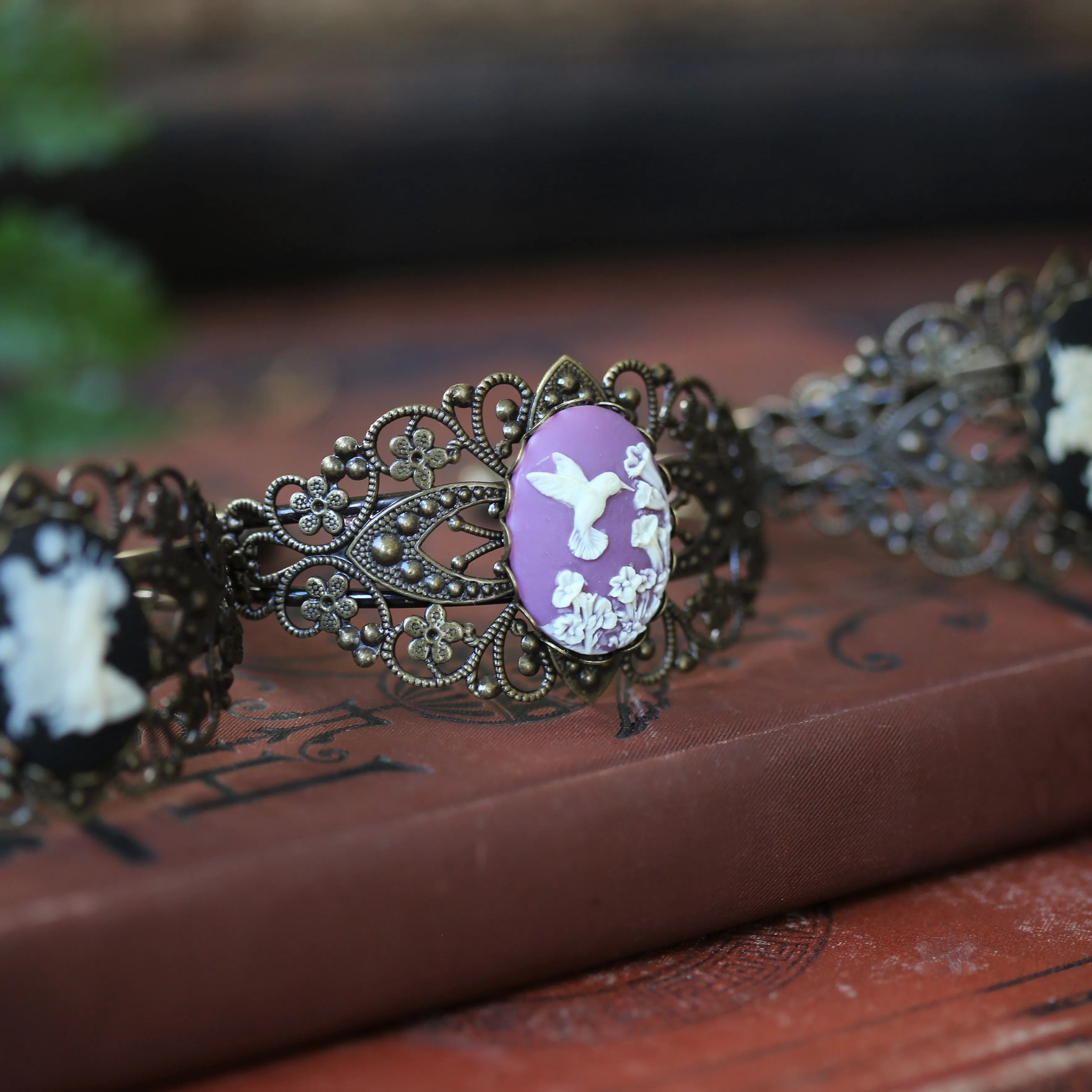 Cameo Cuff Bracelet - Fairy, Hummingbird, and Pegasus