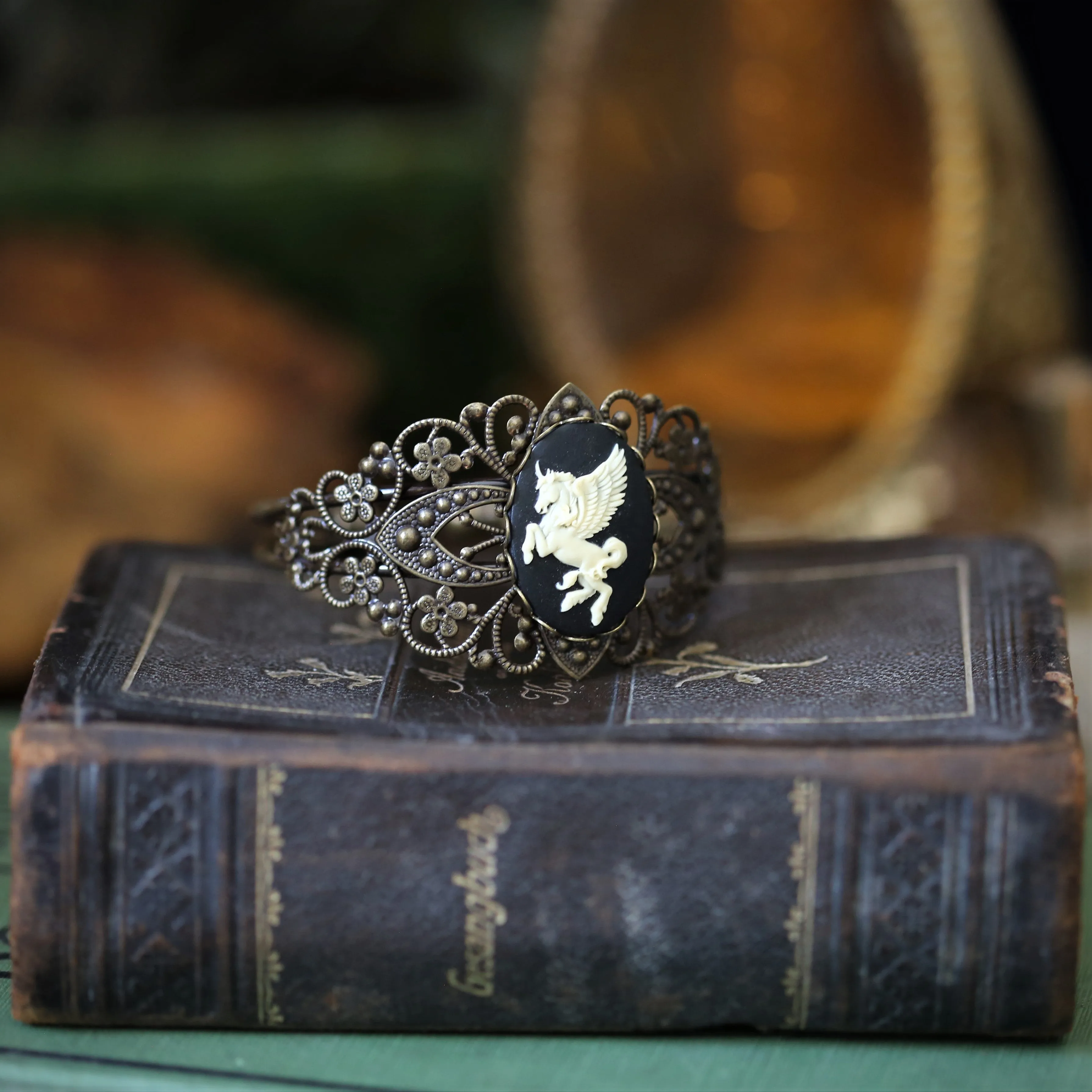 Cameo Cuff Bracelet - Fairy, Hummingbird, and Pegasus