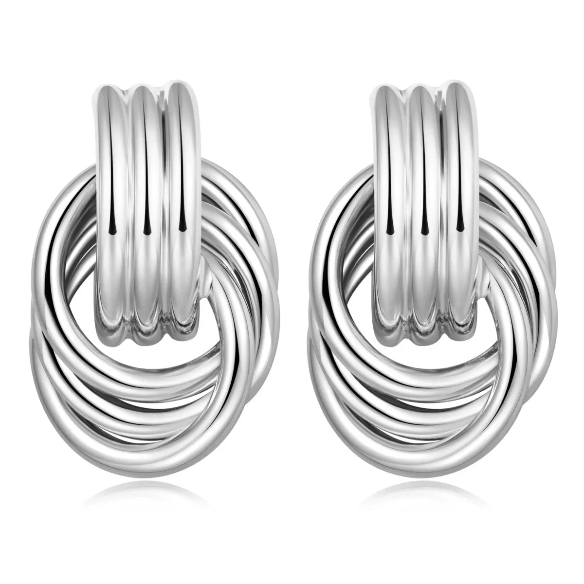 Chunky Hoop Knot Dangle Drop Stud Earrings