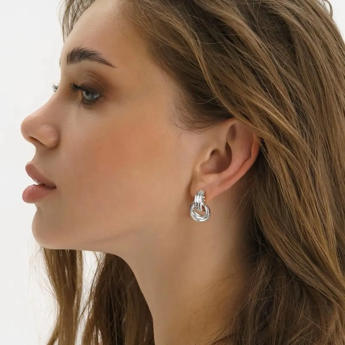 Chunky Hoop Knot Dangle Drop Stud Earrings