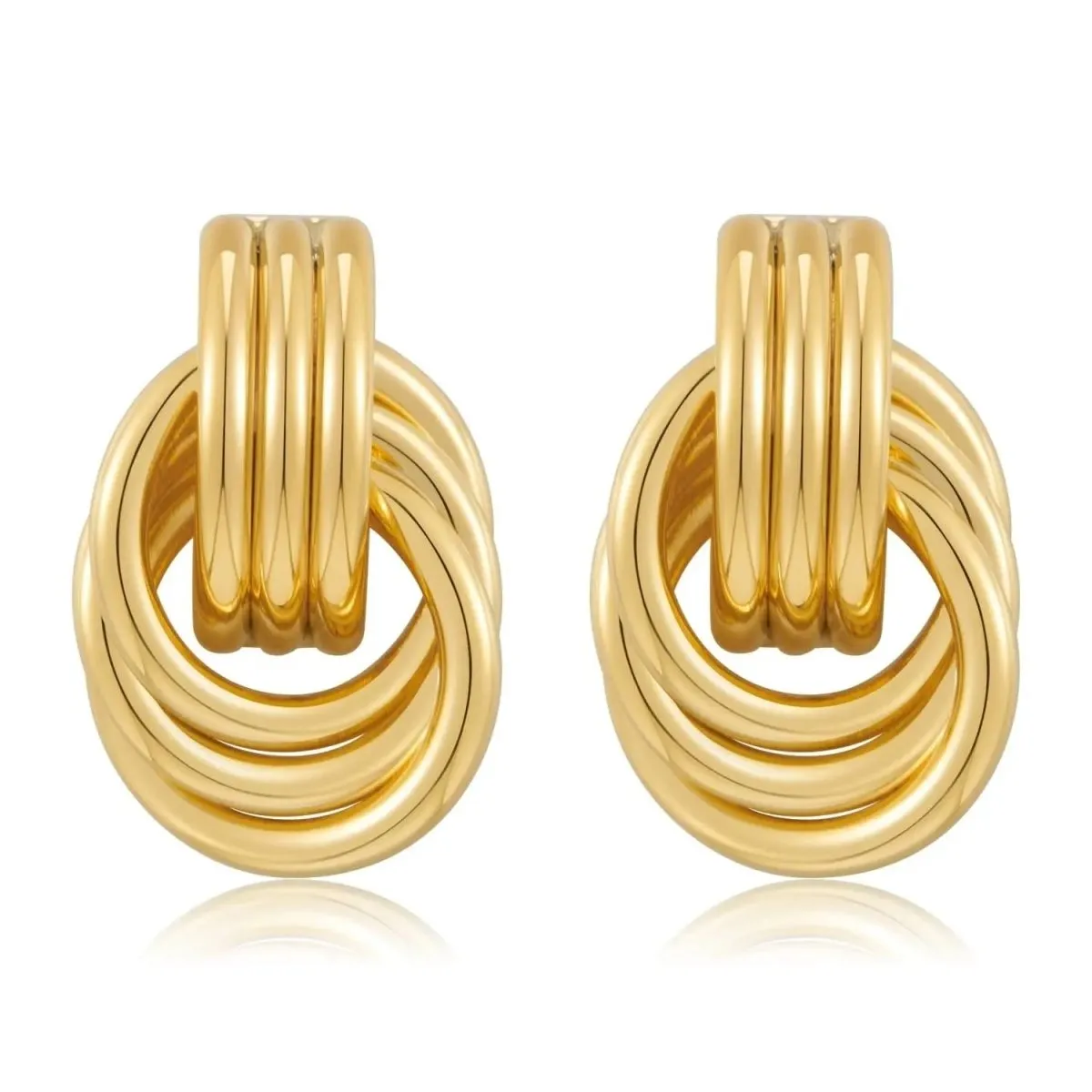Chunky Hoop Knot Dangle Drop Stud Earrings