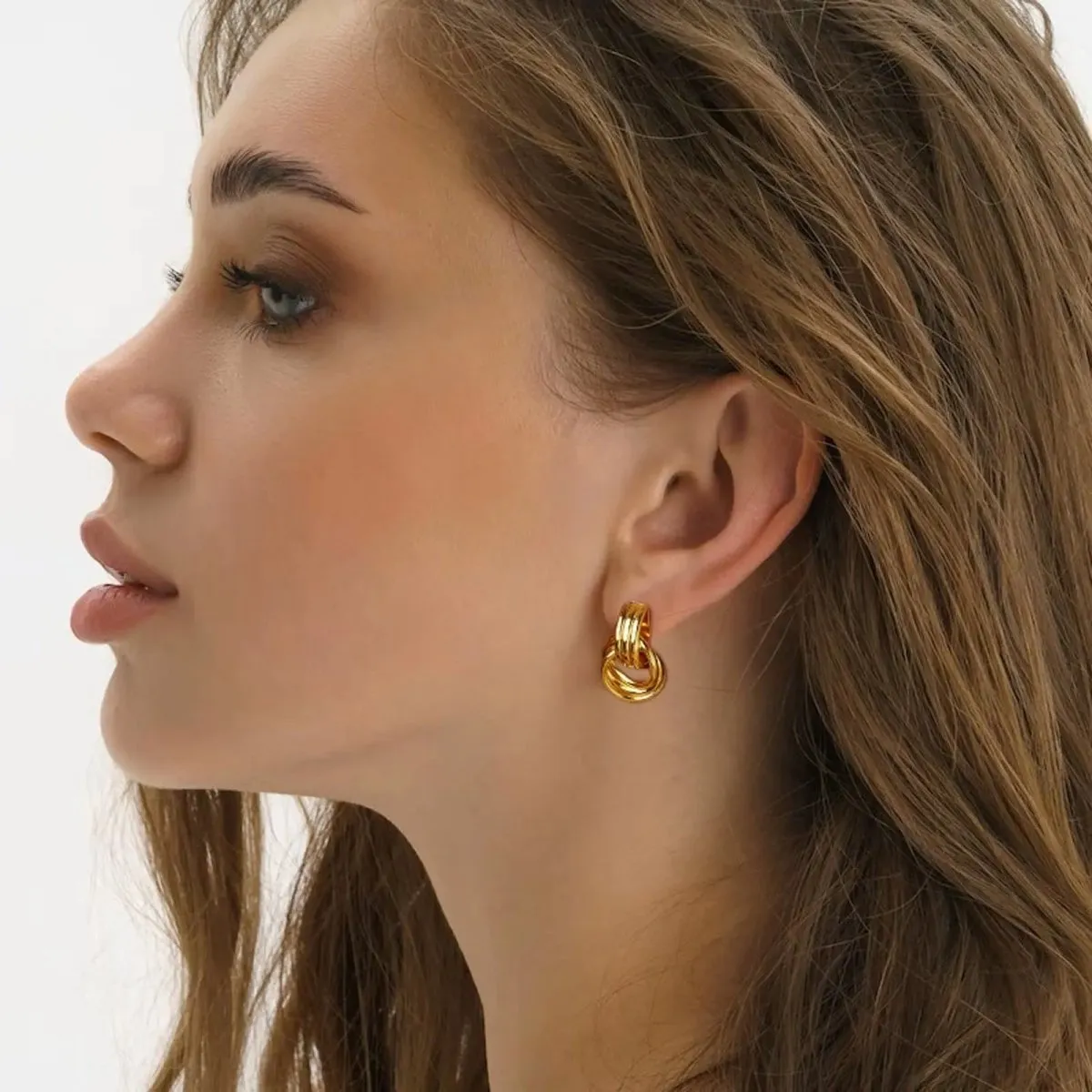 Chunky Hoop Knot Dangle Drop Stud Earrings