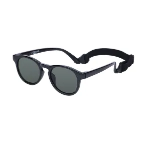 COCOSAND Round Baby Sunglasses with Strap Flexible Frame UV 400 Protection, Age 0-2, Black