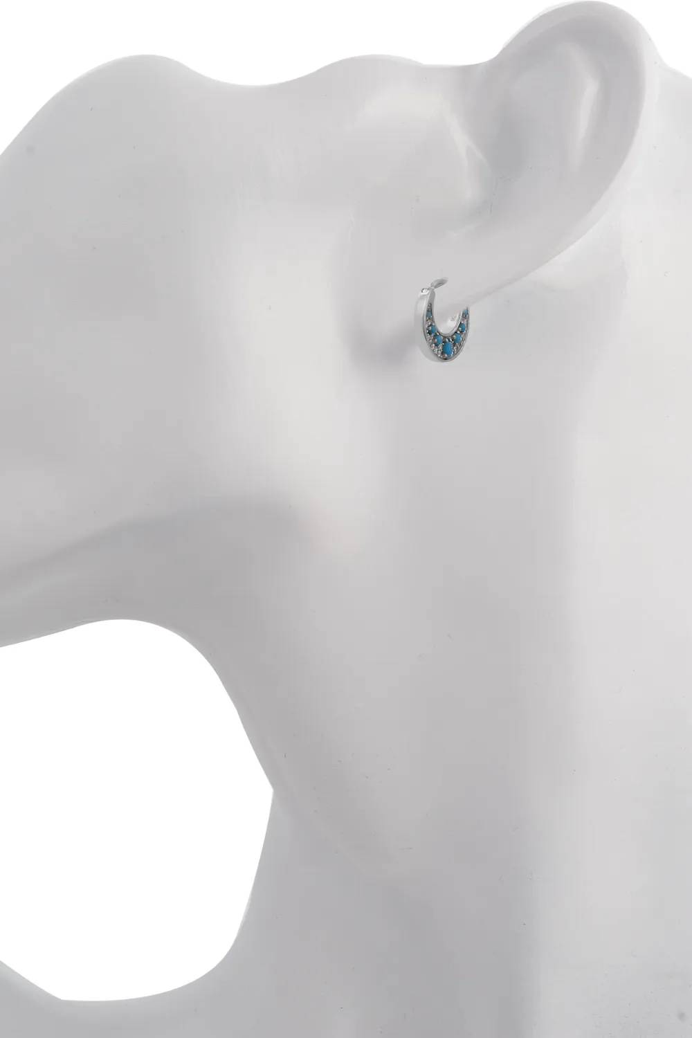 Crescent turquoise sterling silver huggie