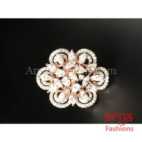 Cubic Zironia Flower Golden Ring