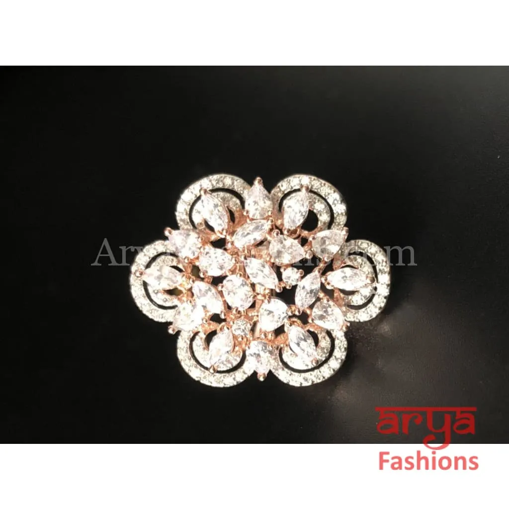 Cubic Zironia Flower Golden Ring