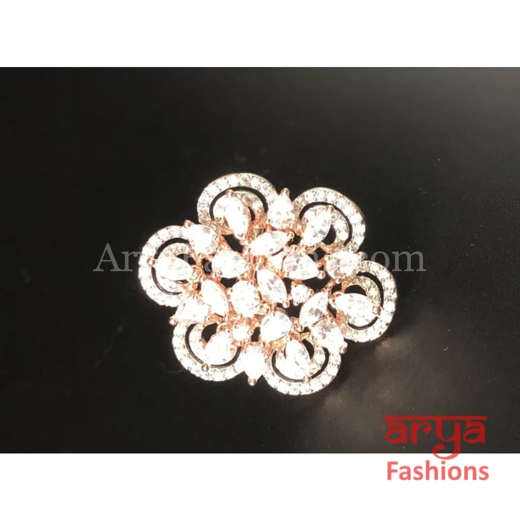 Cubic Zironia Flower Golden Ring
