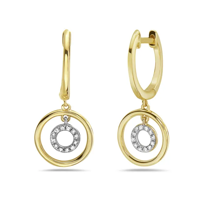 Diamond Bulls Eye Dangle Earrings