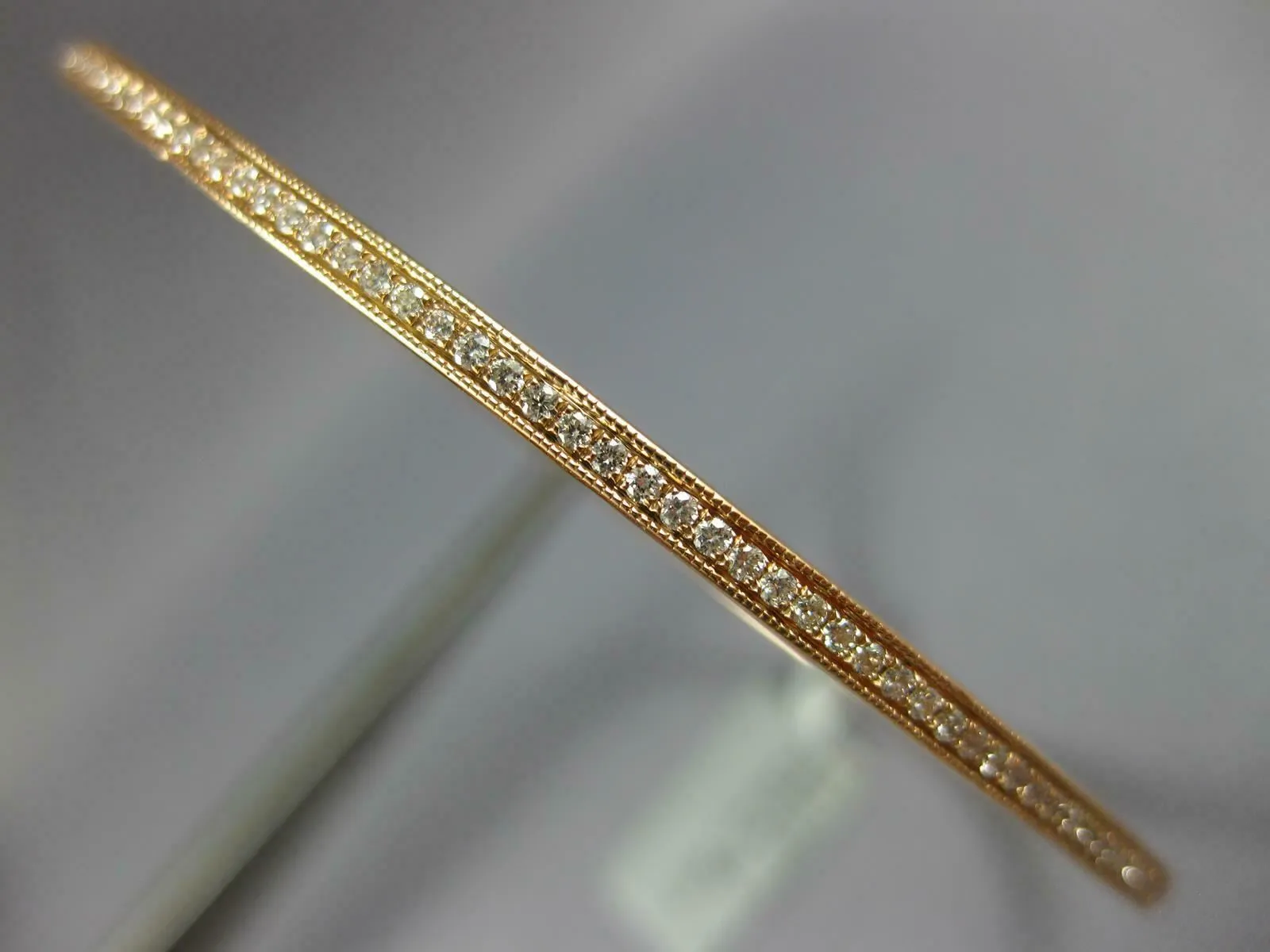 ESTATE LARGE .90CT DIAMOND 18KT ROSE GOLD 3D ROUND ETERNITY 2mm BANGLE BRACELET
