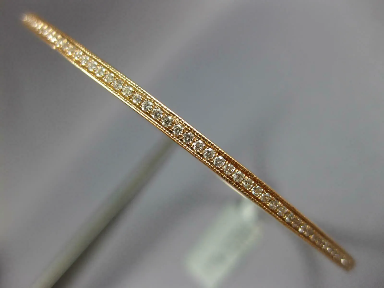 ESTATE LARGE .90CT DIAMOND 18KT ROSE GOLD 3D ROUND ETERNITY 2mm BANGLE BRACELET