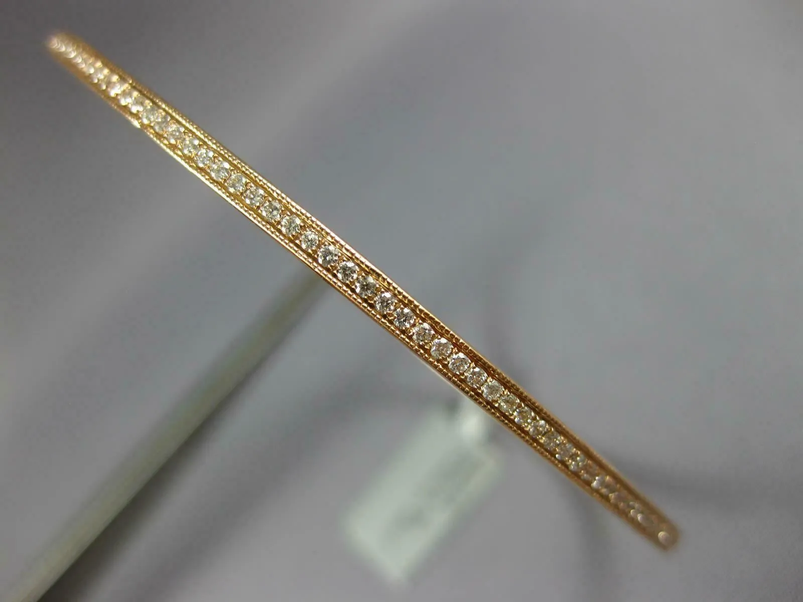 ESTATE LARGE .90CT DIAMOND 18KT ROSE GOLD 3D ROUND ETERNITY 2mm BANGLE BRACELET