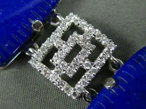 ESTATE LARGE & WIDE 36.20CT DIAMOND & LAPIS 14KT WHITE GOLD FILIGREE BRACELET