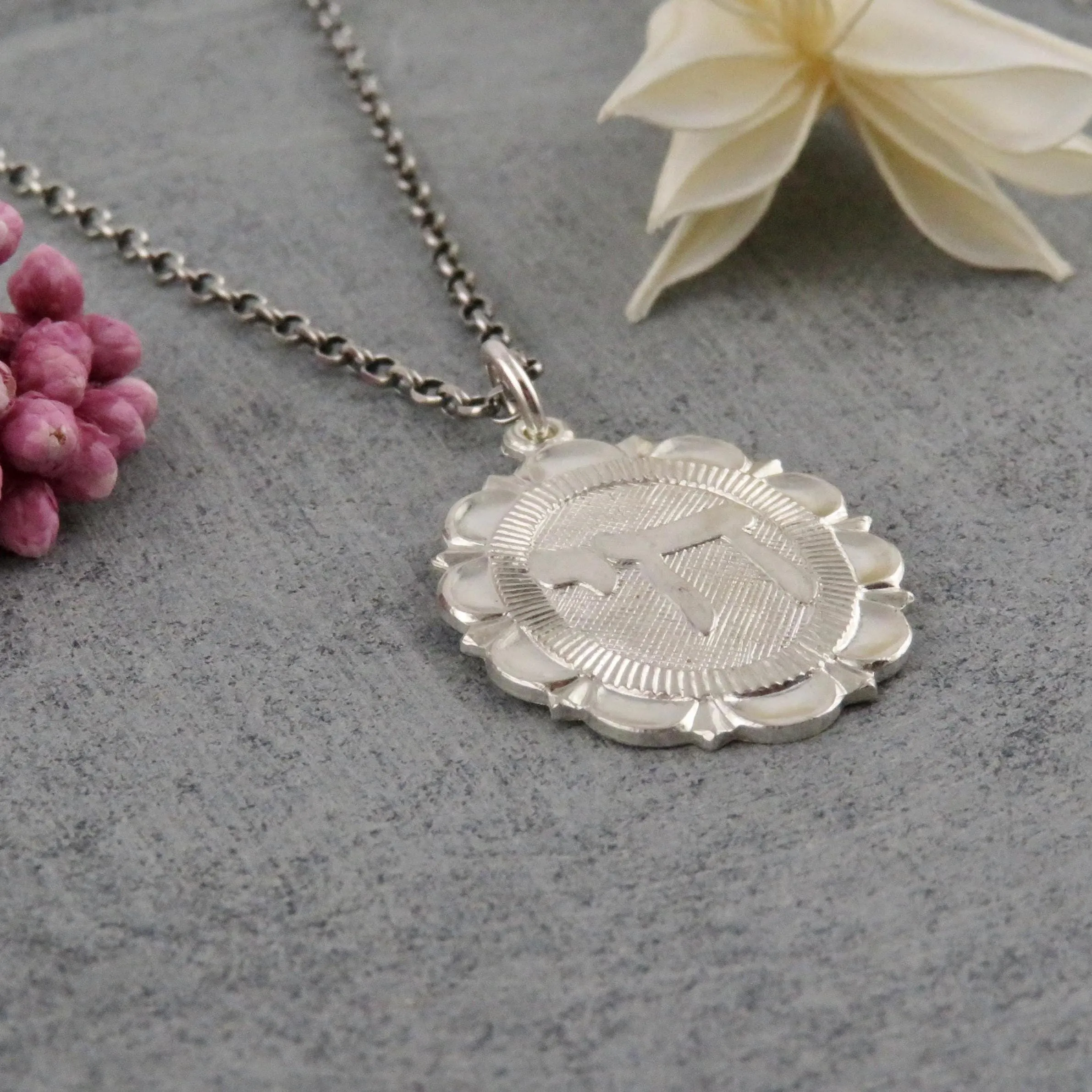 Fancy 'Chai' Oval Medallion Necklace - Silver