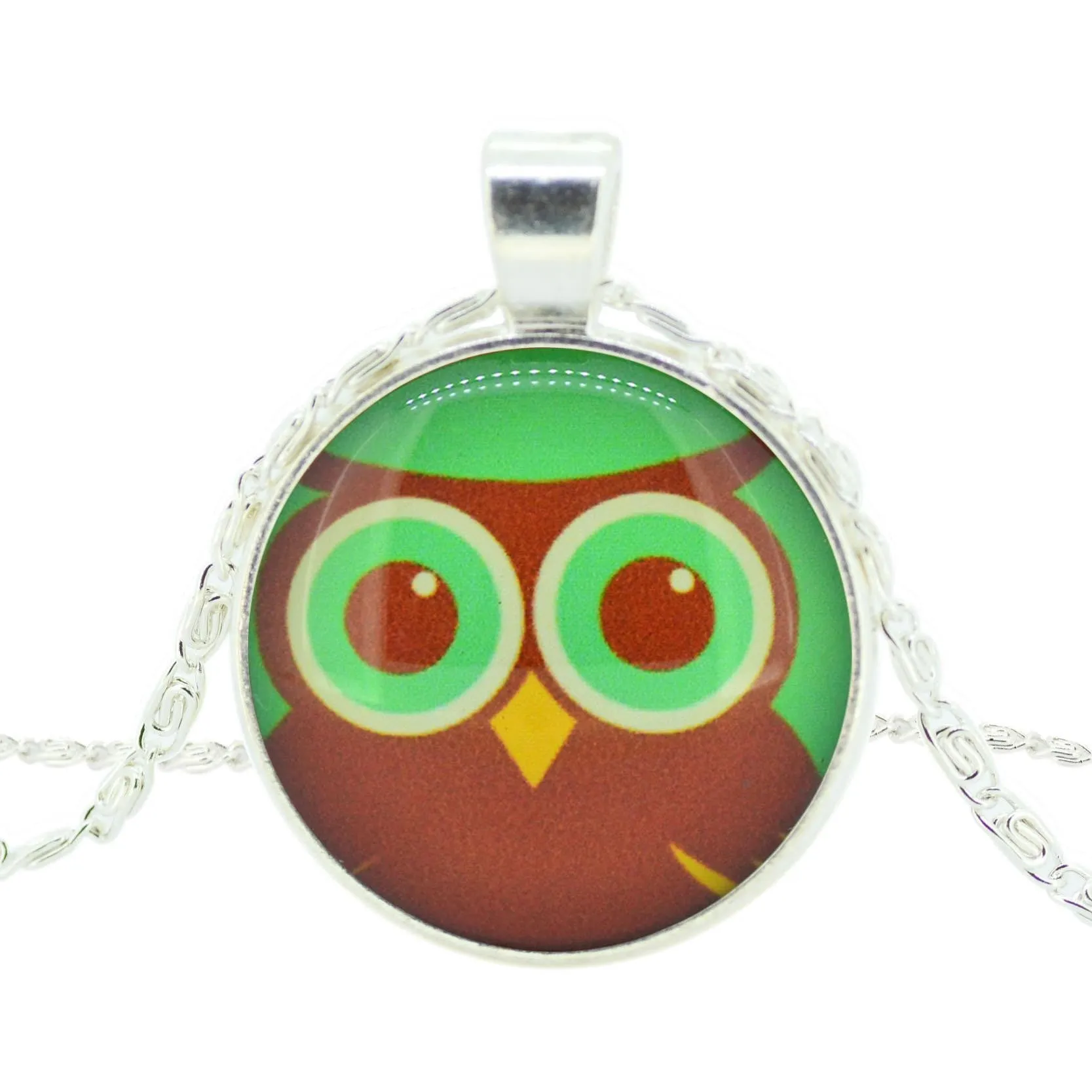 Fashion Owl Pendant Necklace in Jewelry Vintage Glass Cabochon Statement Necklace Newest Silver Color Chain Necklace
