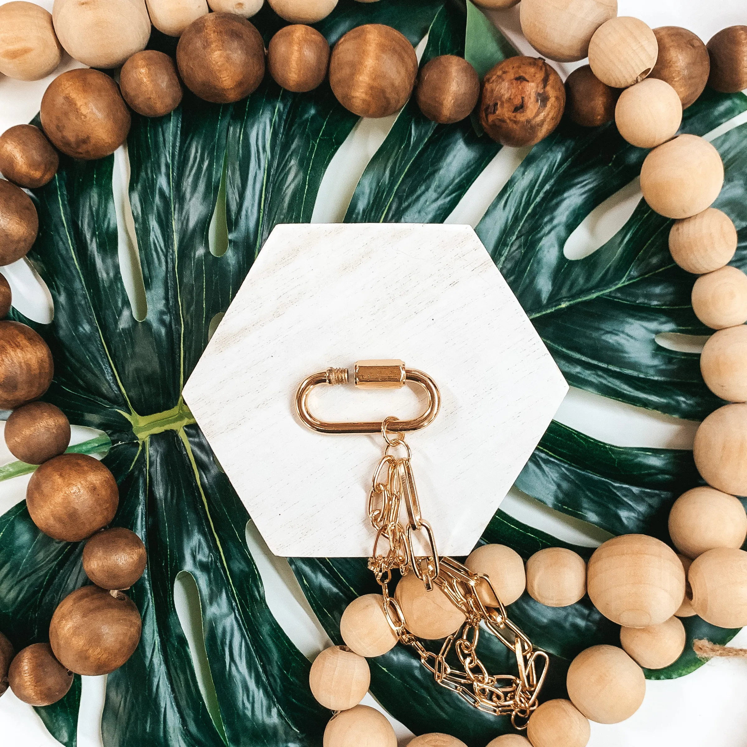 Four Chain Bracelet With Oval Pendant in Gold
