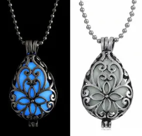 Glow in The Dark Filigree Locket Necklace