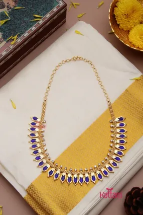 Goldtone Blue Spike Choker ( No Earrings )