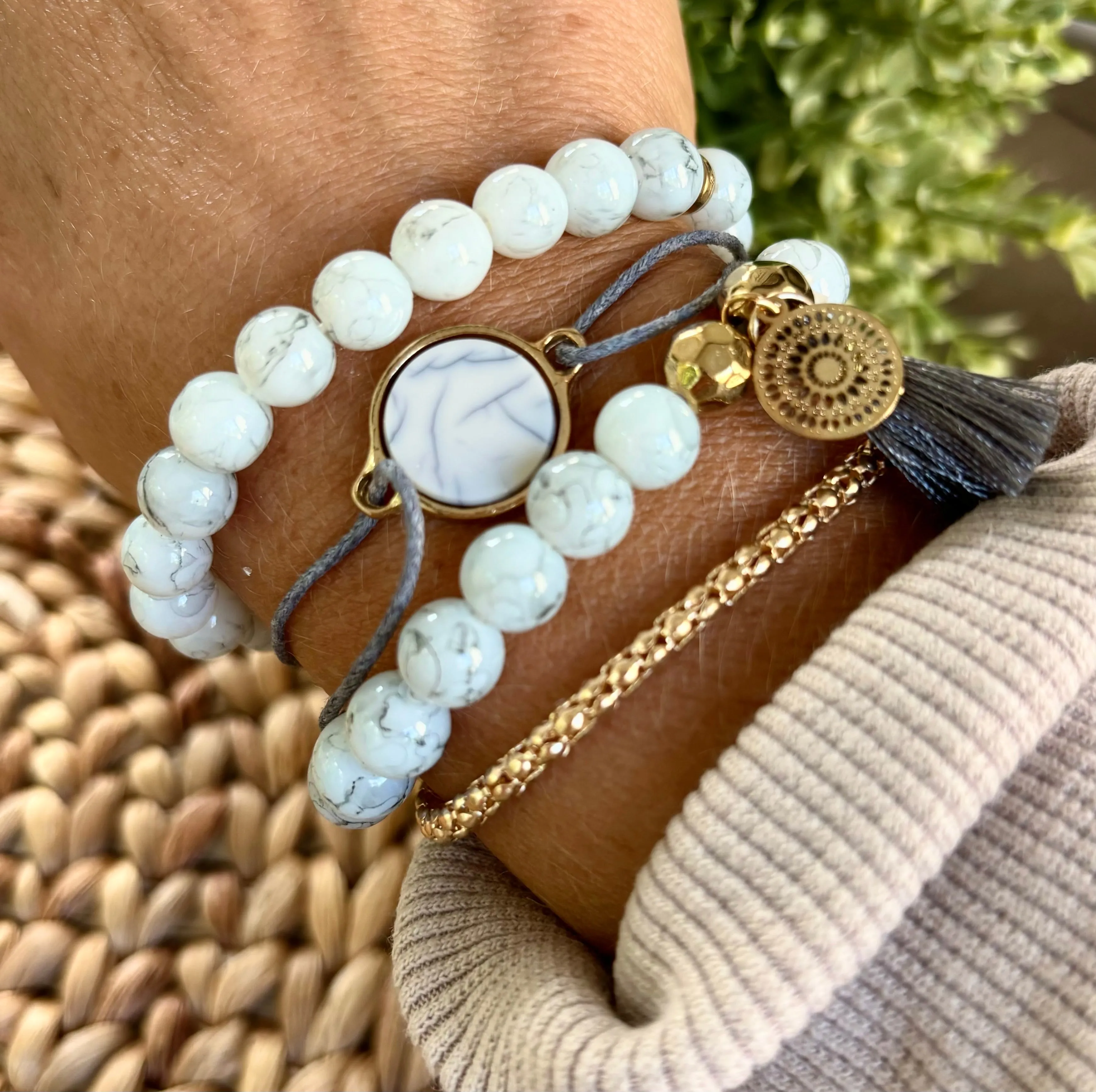 Grey & White Bracelet Stack