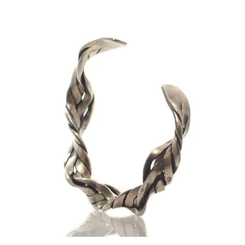 Hmong 95% Pure Silver Hand Finished Cuff Bracelet - 8