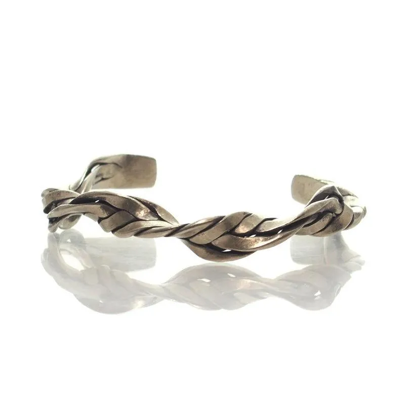 Hmong 95% Pure Silver Hand Finished Cuff Bracelet - 8