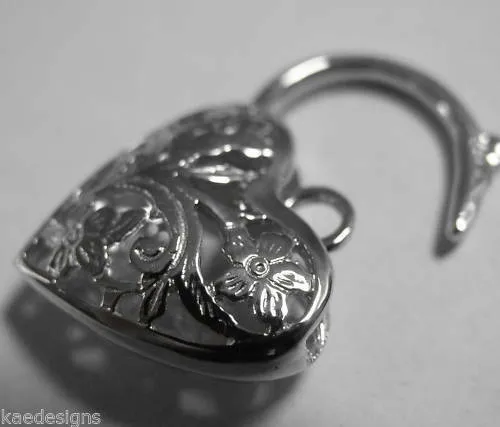 Kaedesigns Genuine 9ct 9kt 19mm Yellow, Rose or White Gold Filigree Heart Pendant  Padlock
