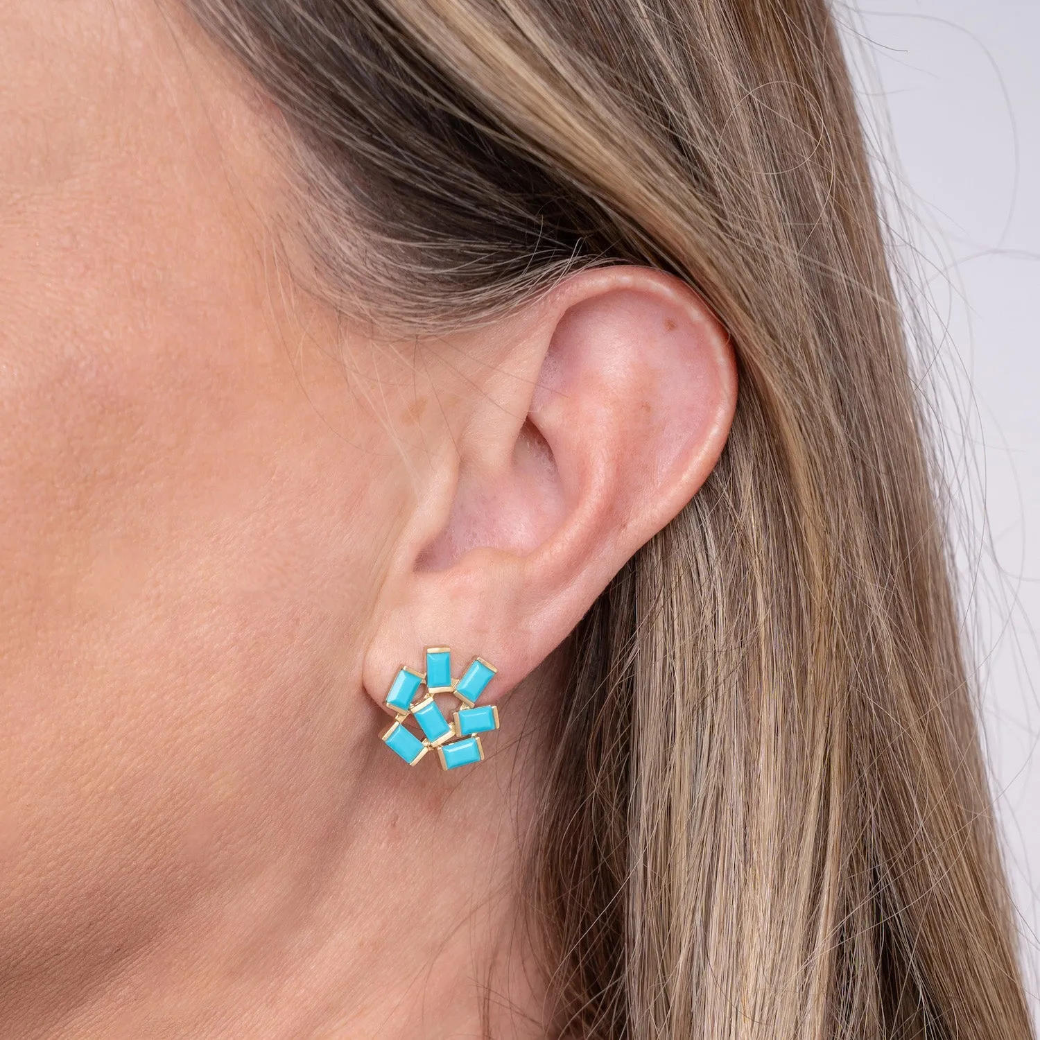 Large Jubilation Studs: Turquoise