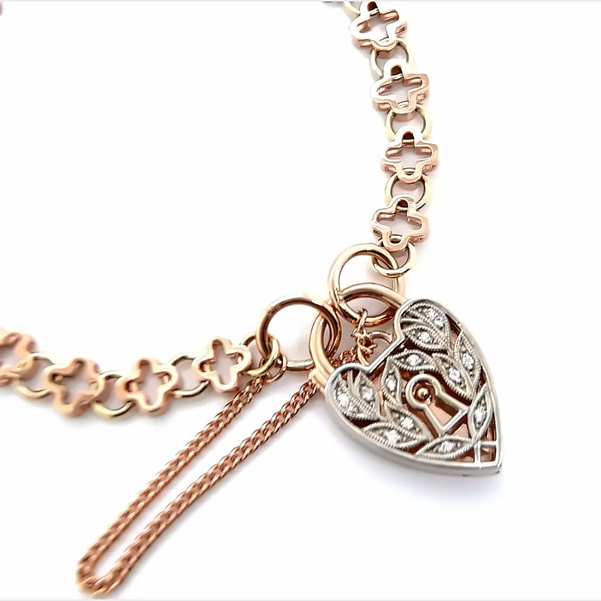 Lily Link Bracelet with Diamond Padlock
