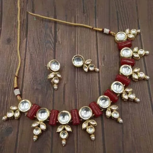 Long Bead Kundan Motif Necklace Set