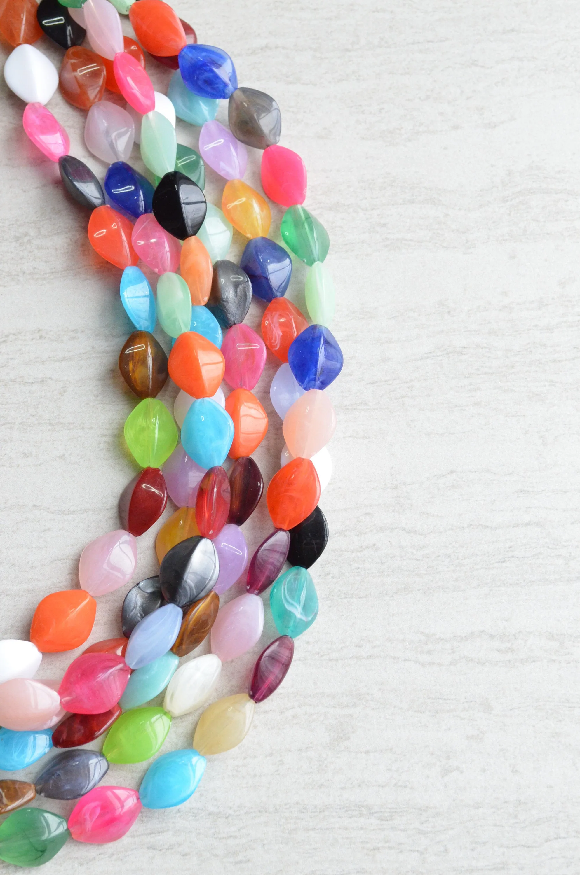 Multi Color Colorful Statement Lucite Beaded Chunky Multi Strand Necklace - Minnie