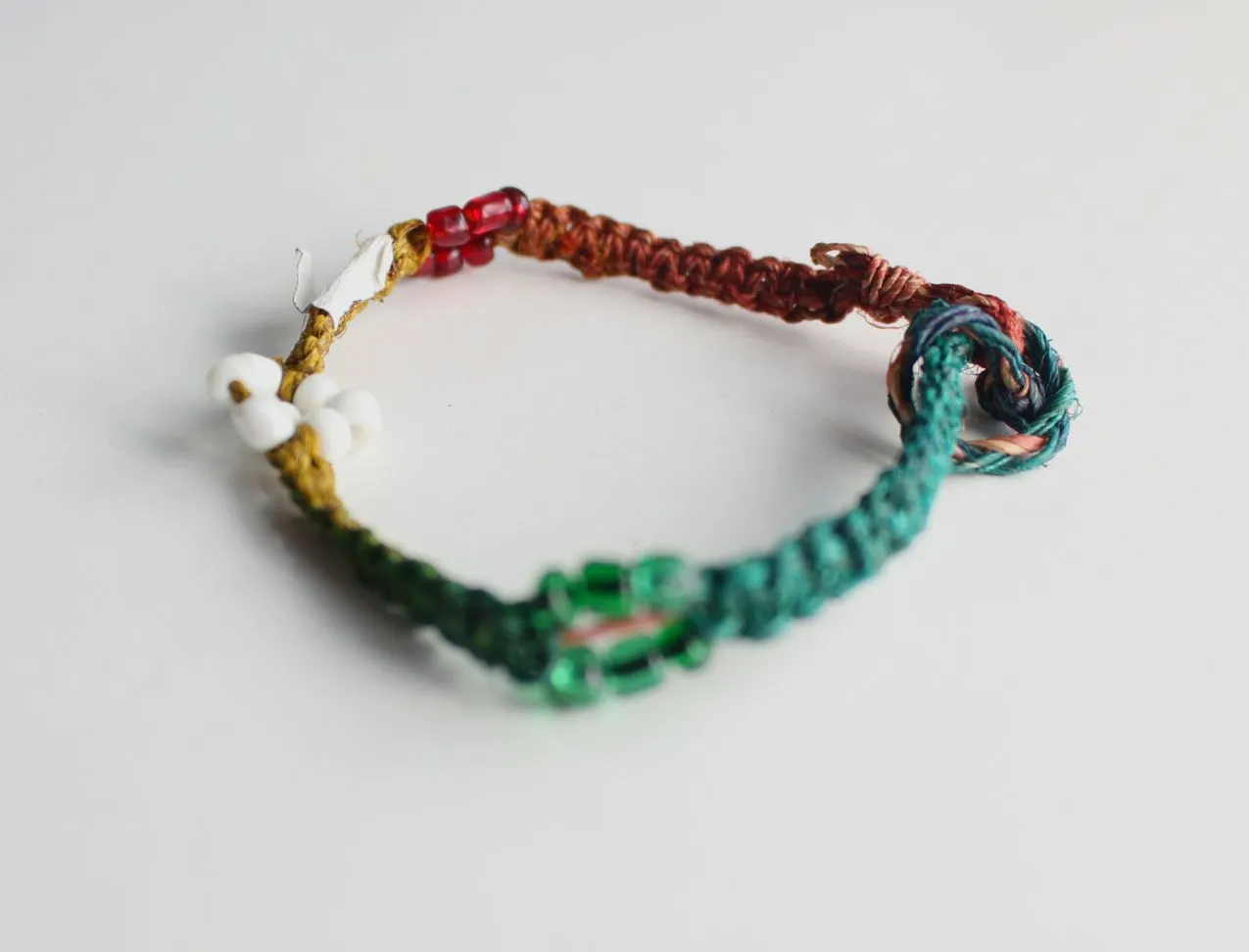 Multi Color Glass Beads Hemp Bracelet