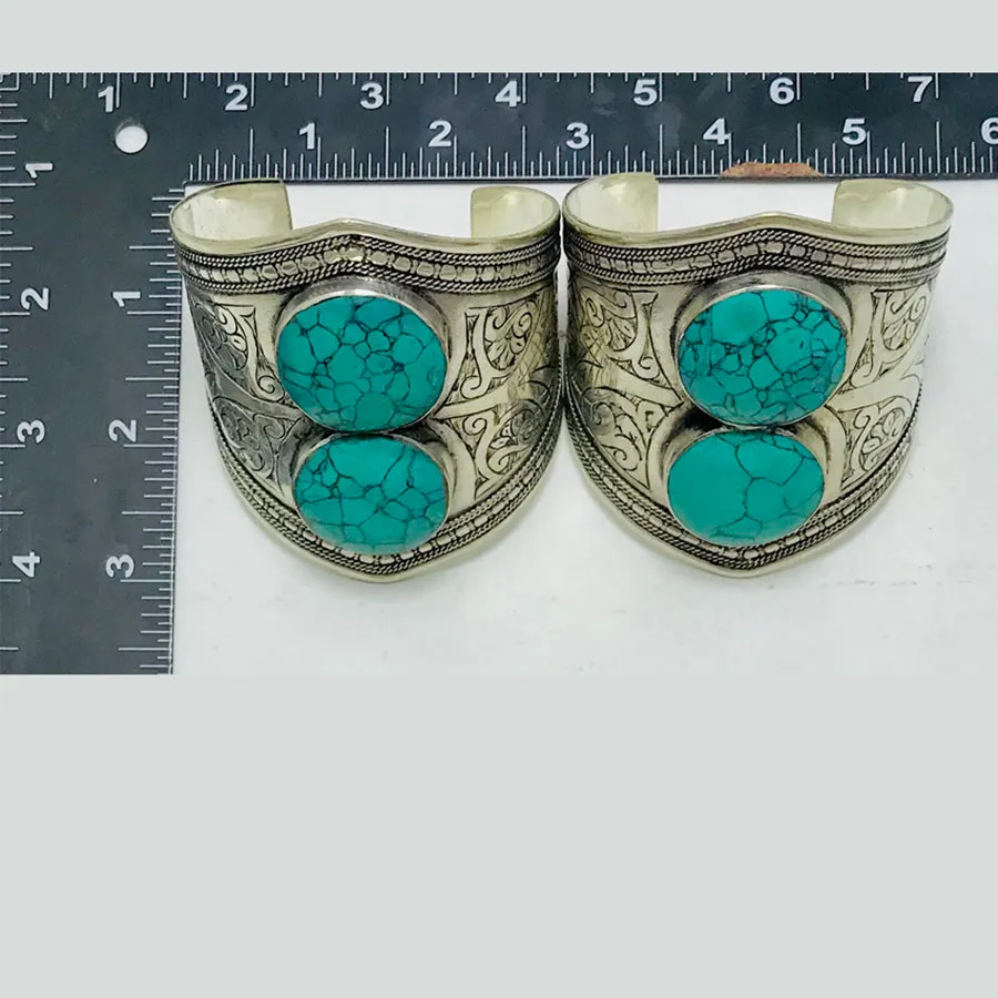 Natural Turquoise Gemstone Cuff Bracelet