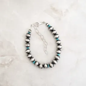 Navajo Pearls & Turquoise 8mm Bracelet Sterling Silver