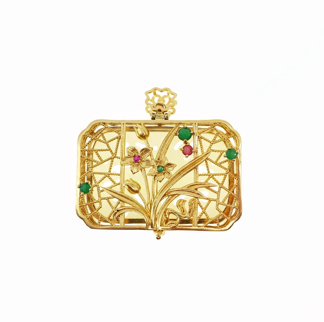 Nephrite Jade Lotus Locket Pendant