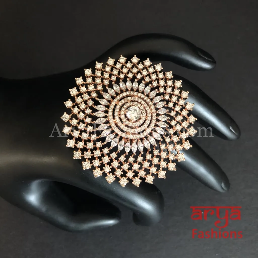 Nimisha Avira Cubic Zirconia Victorian Flower Ring