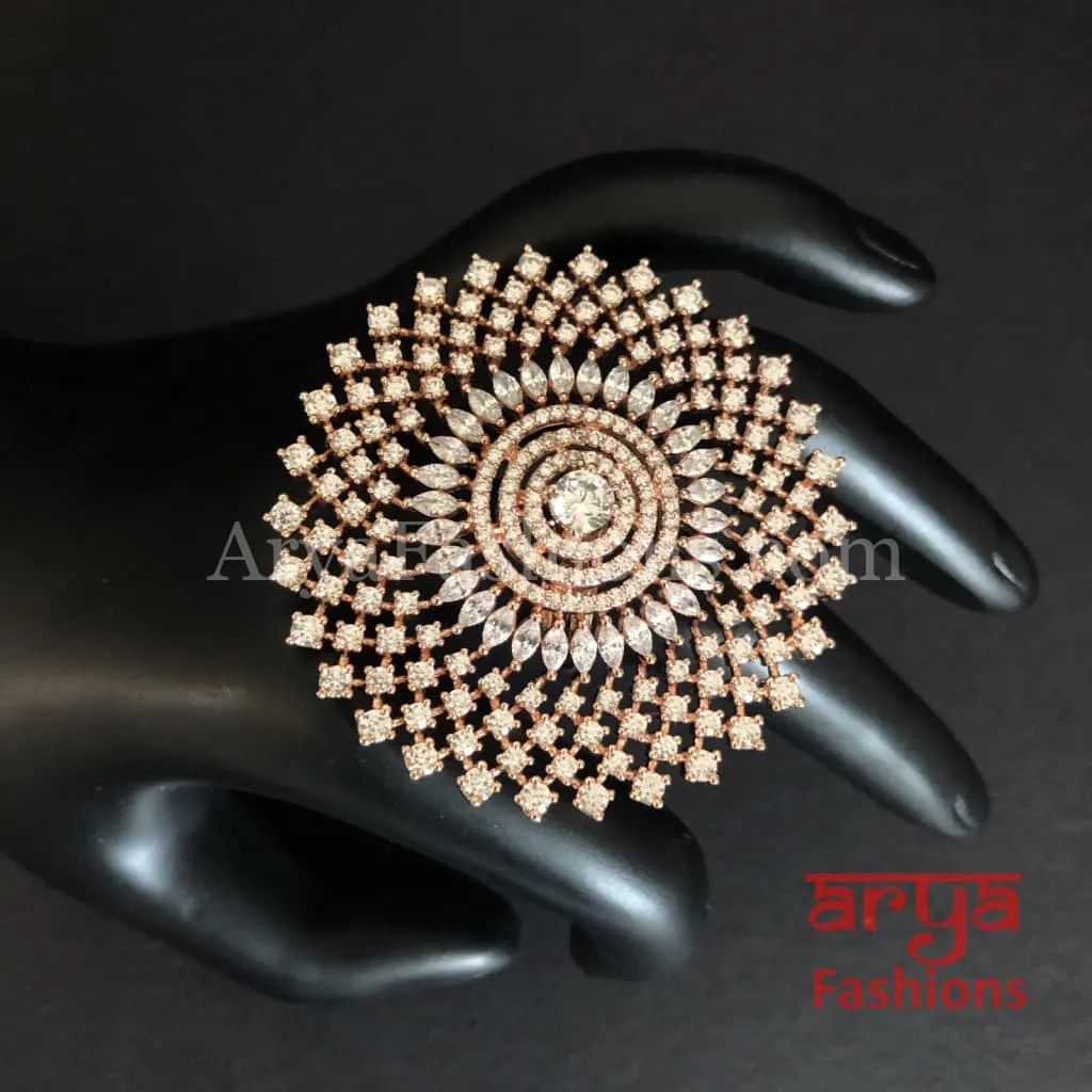 Nimisha Avira Cubic Zirconia Victorian Flower Ring